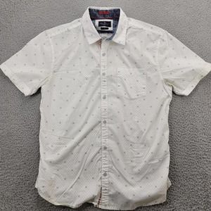 Across the Pond Shirt Mens Large White Short Sleeve Button Up‎ Craft & Tradition
